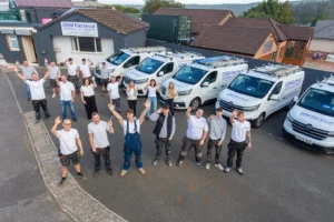 5-star rated electrician fife - GSM Electrical Dalgety Bay Team Drone Image.