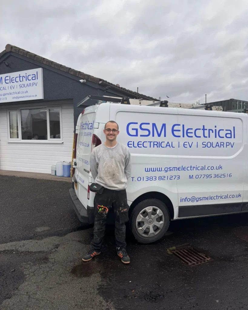Trusted electrician near me 12 Trusted electrician near me standing in front of GSM Electrical Van