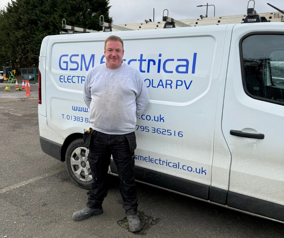 Trusted electrician near me 1 Trusted electrician near me standing in front of GSM Van