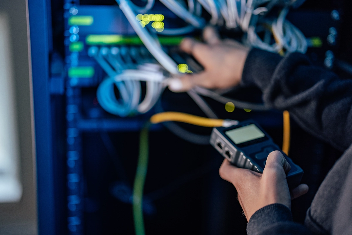 Engineer Testing a Data Point Installation Fife