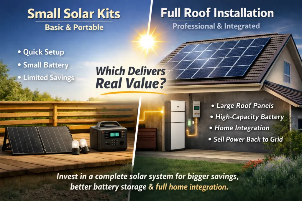 DIY Solar Panel Kit vs Full Home Solar Installation 1 DIY Solar Panel Kit vs Full Home Solar Installation DIY Solar Panel Kit