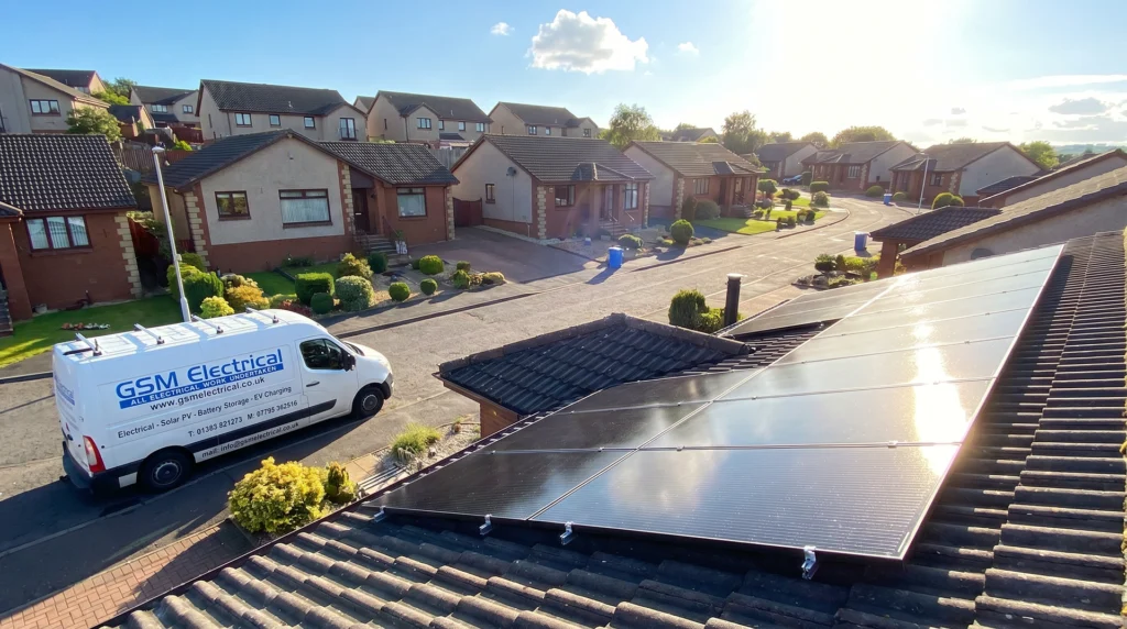 Solar Panels Edinburgh: Are They Worth It for Your Home? Van outside home with solar panels